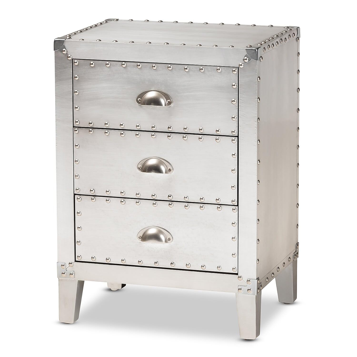 Baxton Studio Claude 17.72-inch W x 13.78-inch D End Table, Silver (160-10250-HiT)